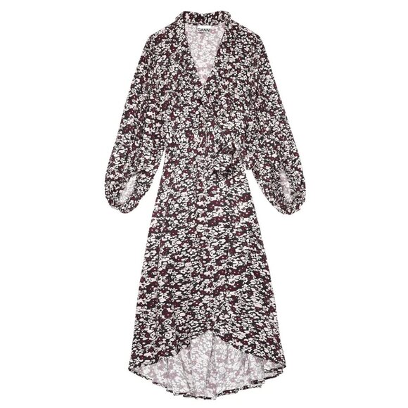 NWT Ganni phantom floral printed midi wrap dress - Picture 5 of 10